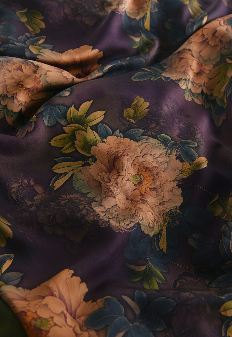 RYXIYANG- Hight 60 Count Rayon Satin Faux Silk Chinese Style Floral Cheongsam Dress Fabric - 145cm wide by the Yard
