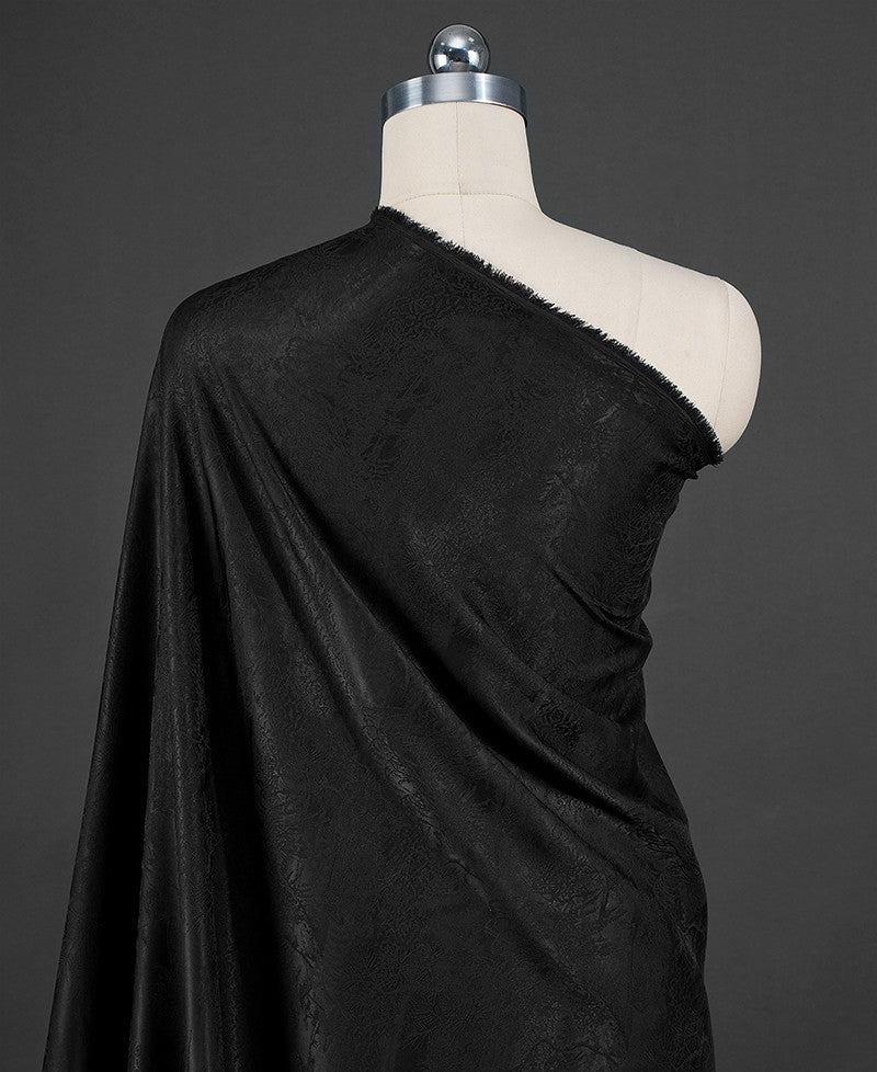 BUSSANS - Three Colours and Small Tree Jacquard Satin Polyester Fabric - 152cm by the yard