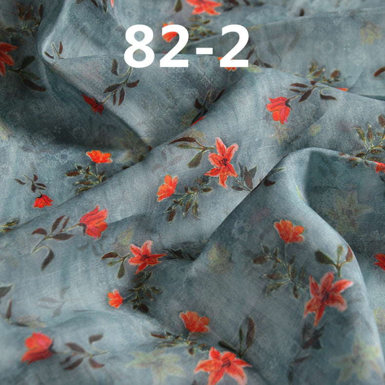 LRLAHX - Pastoral Style Floral Printed 42 Thread Count Ramie Fabric - 140cm wide by the Yard