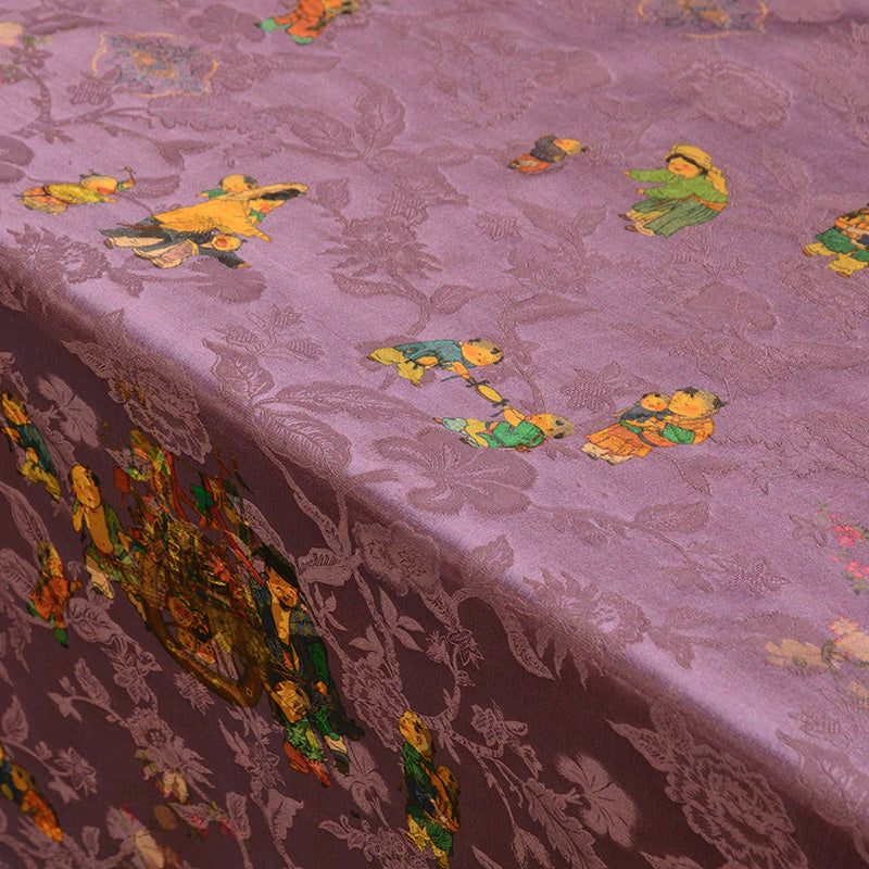 YPBZXX - Handmade 25 Momme HUALUO Jacquard Mud Silk Satin Fabric (Openwork texture) - 110cm by the Yard