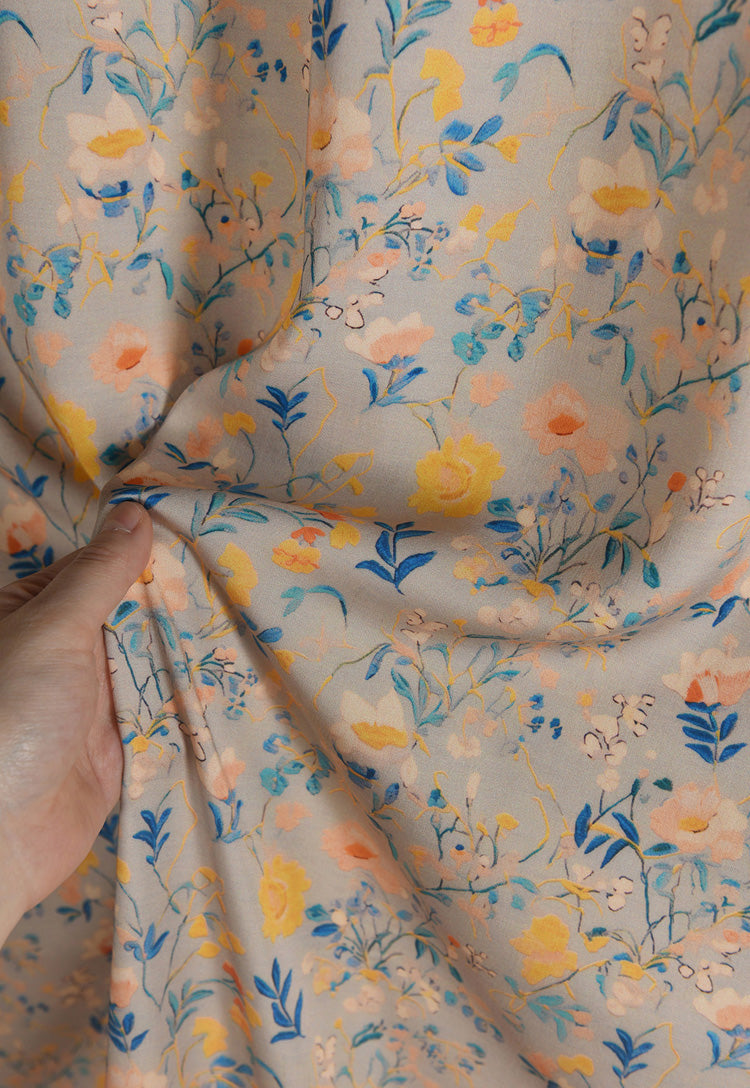 RYQINHUI - Hight 60 Count Rayon Satin Faux Silk Chinese Style Floral Cheongsam Dress Fabric - 145cm wide by the Yard