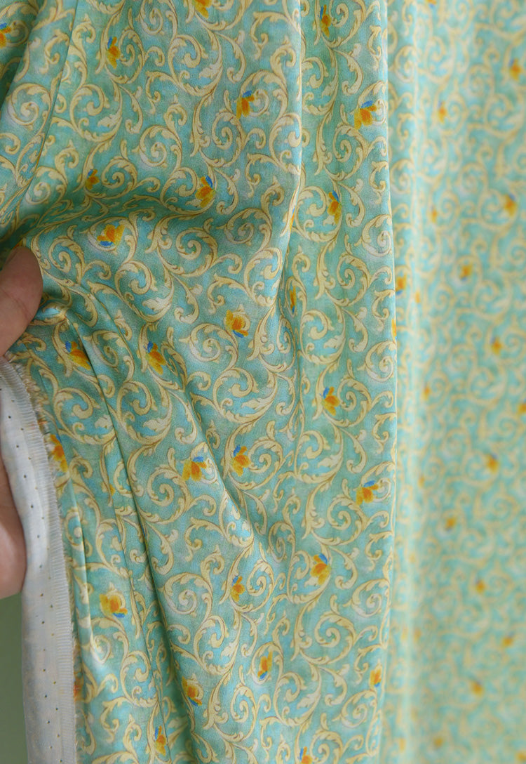 RYLIUYIN - Hight 60 Count Rayon Satin Faux Silk Chinese Style Floral Cheongsam Dress Fabric - 145cm wide by the Yard