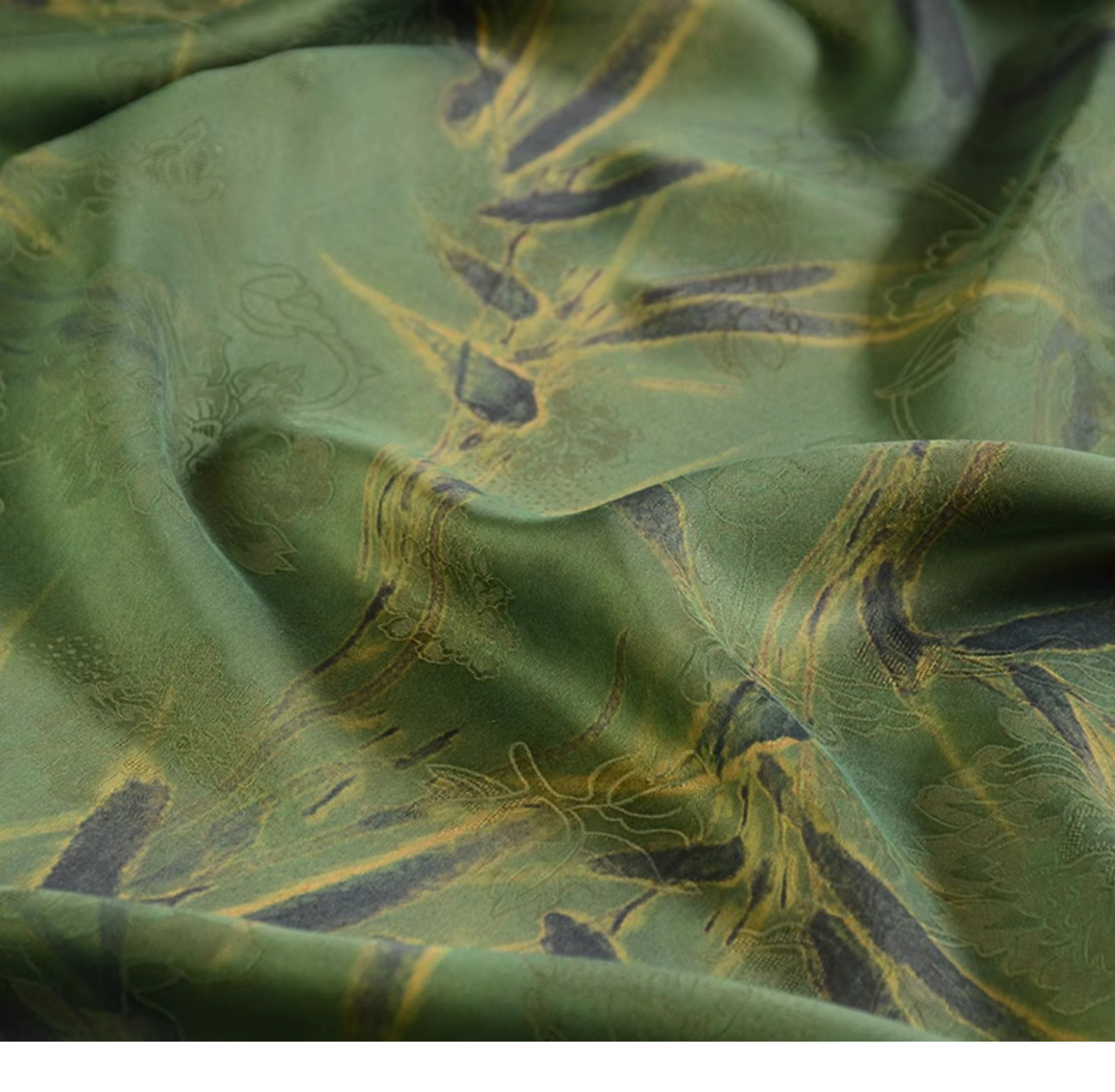 YPZZDM - Handmade 26 Momme HUALUO Jacquard Mud Silk Fabric (Openwork texture) - 110cm by the Yard
