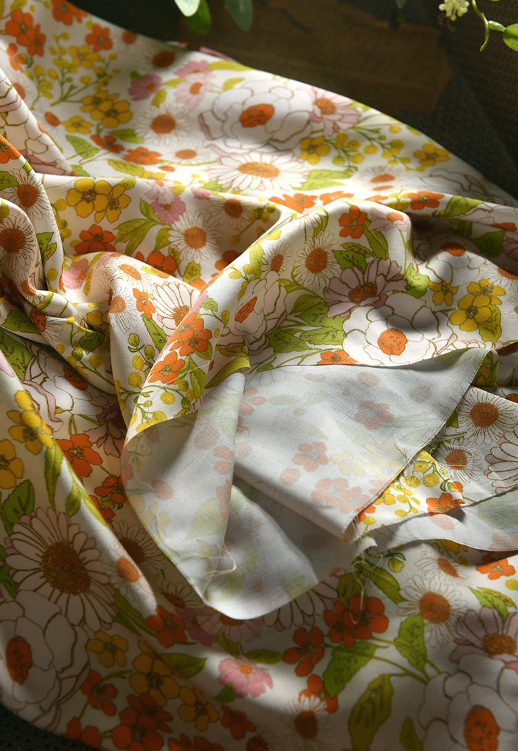 RYSHEMII - Hight 60 Count Rayon Satin Faux Silk Chinese Style Floral Cheongsam Dress Fabric - 145cm wide by the Yard