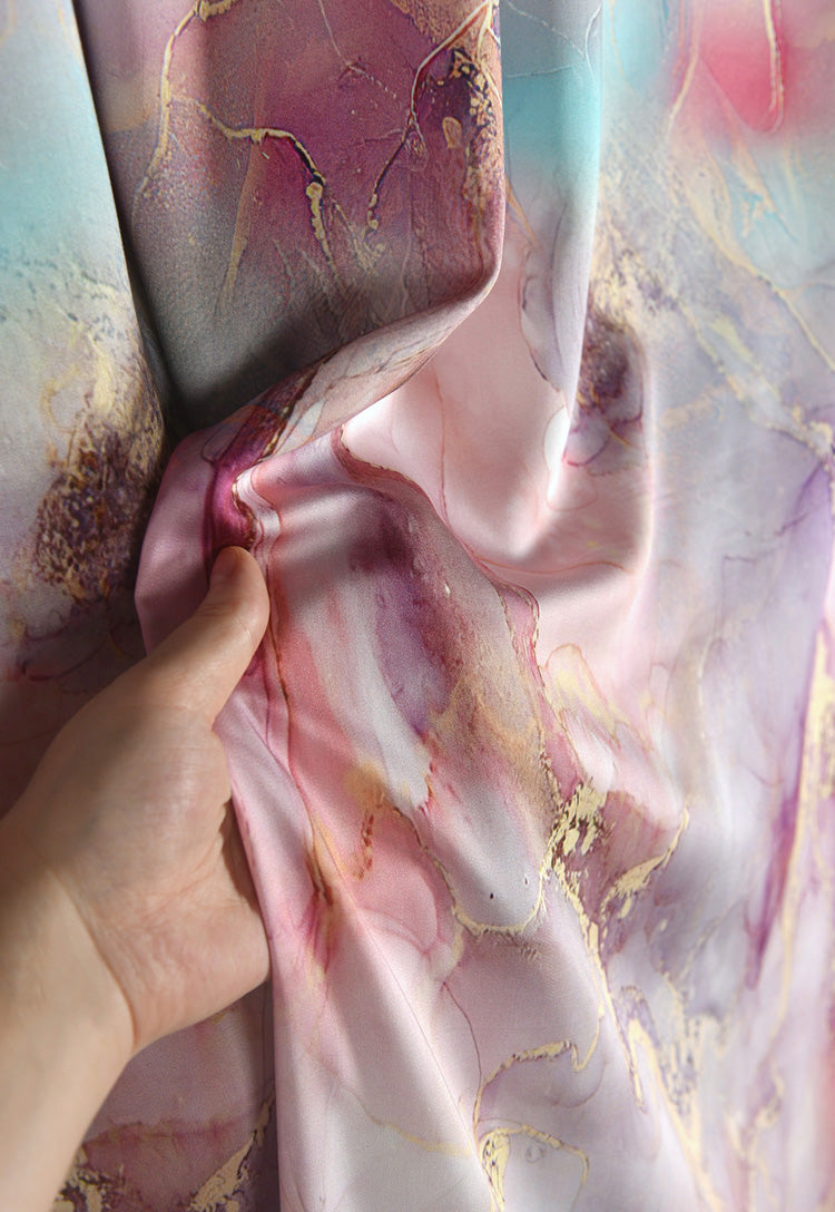 RYYUNFEN - Hight 60 Count Rayon Satin Faux Silk Chinese Style Floral Cheongsam Dress Fabric - 145cm wide by the Yard