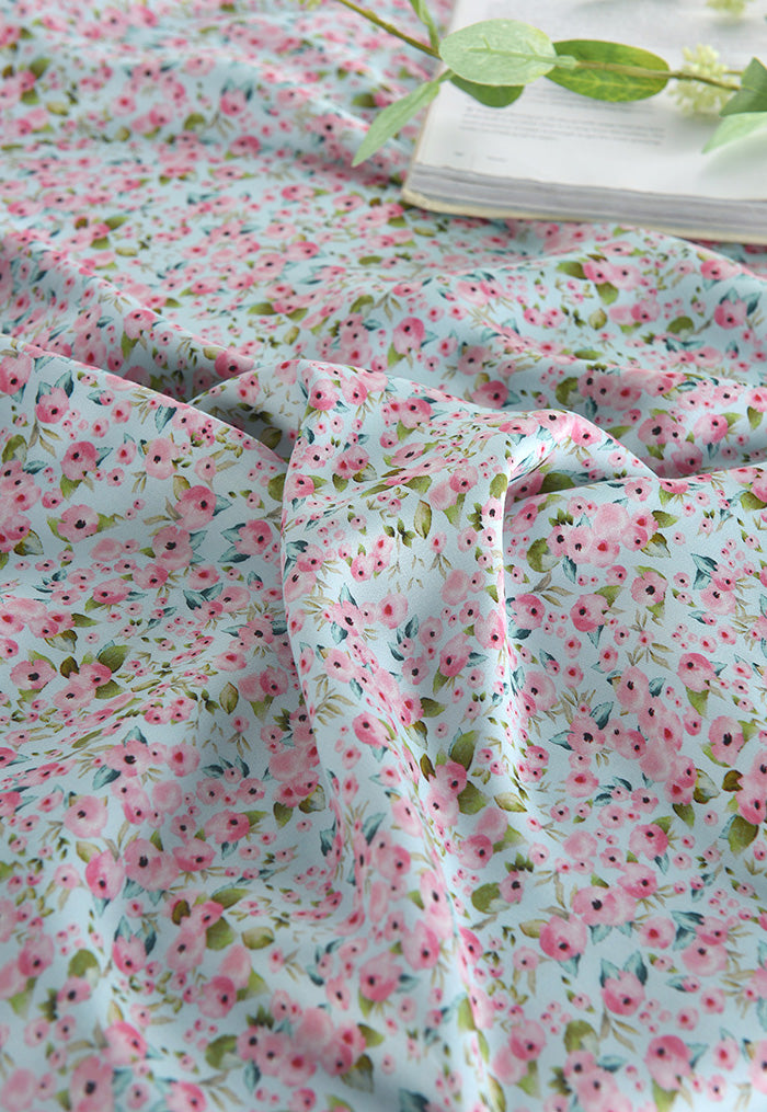 RYXUEGUO - Hight 60 Count Rayon Satin Faux Silk Chinese Style Floral Cheongsam Dress Fabric - 145cm wide by the Yard