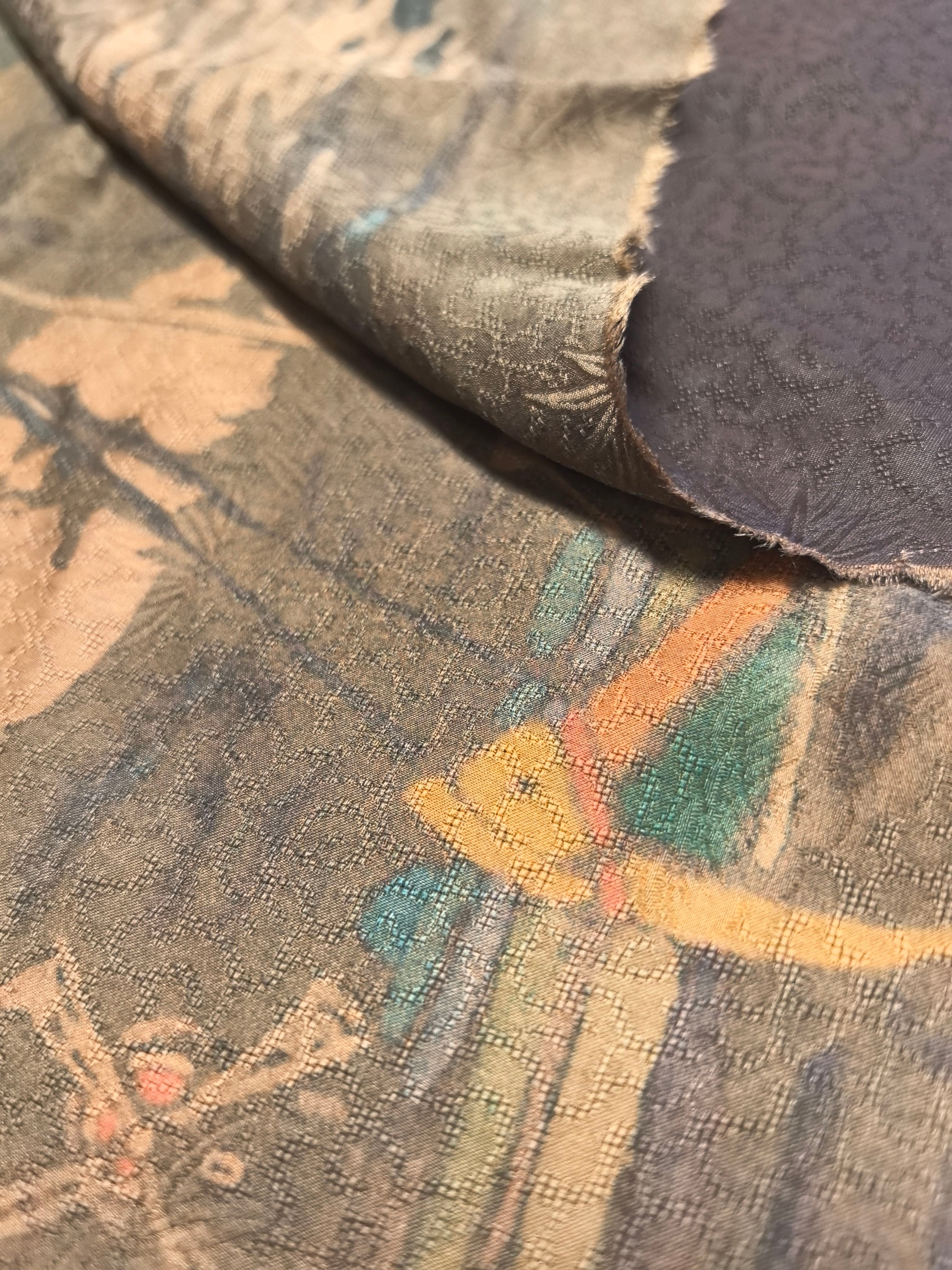 YPXDFZ - Handmade 27 Momme HUALUO Jacquard Mud Silk Fabric (Openwork texture) - 110cm by the Yard