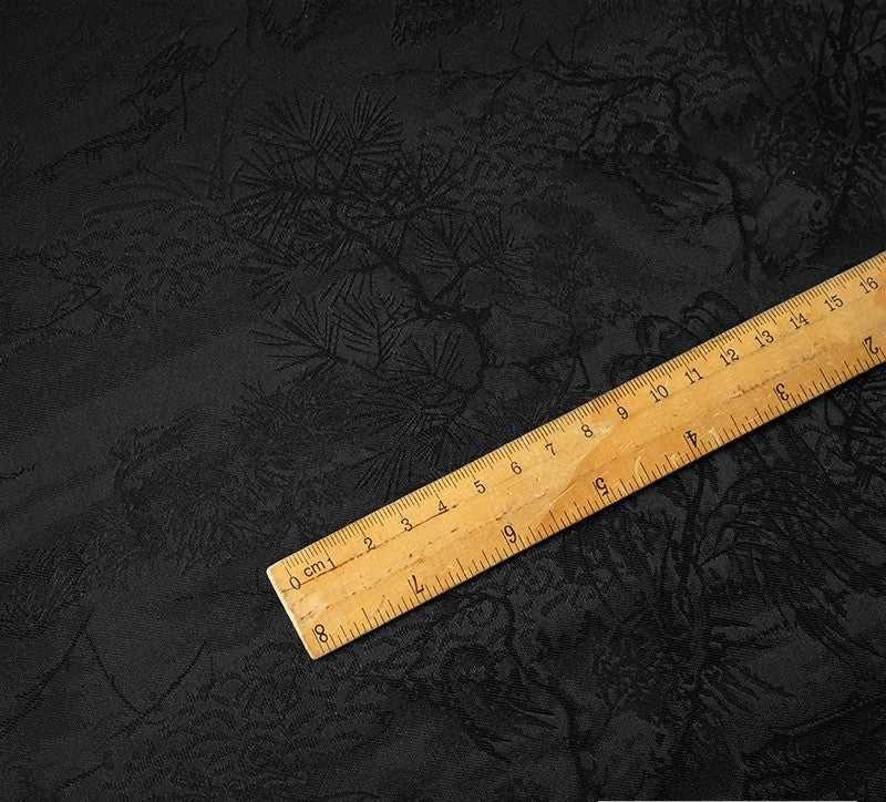 BUSSANS - Three Colours and Small Tree Jacquard Satin Polyester Fabric - 152cm by the yard