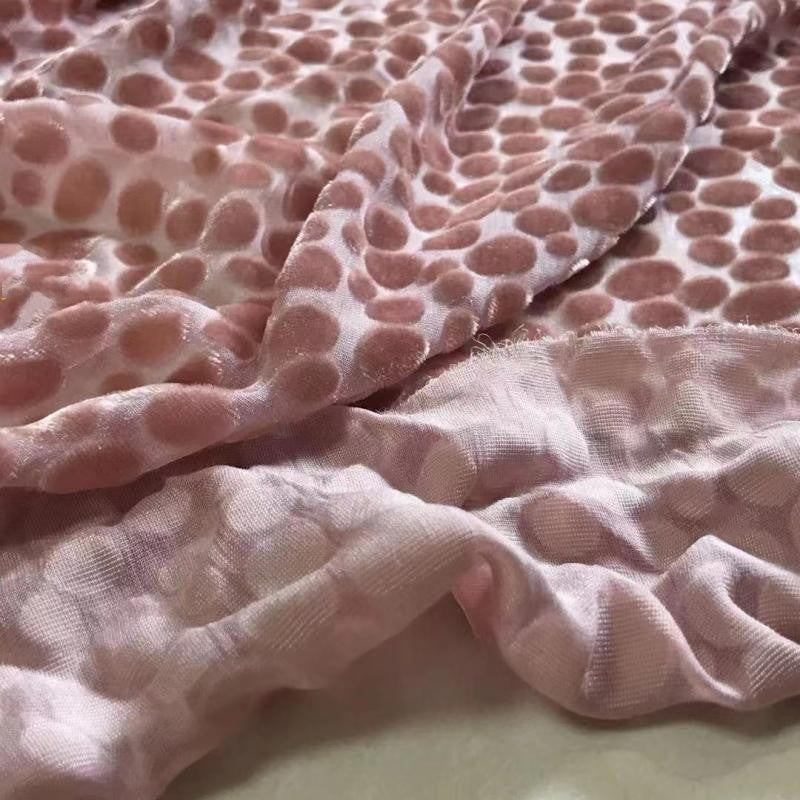 HEBBOD - Hepburn-style Polka Dot Pattern Semi-sheer with a Draping Effect  Burnout Silk Velvet Satin Fabric - 114cm wide by the Yard