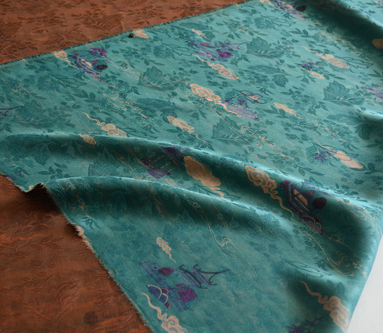YPTTLG - Handmade 22 Momme HUALUO Jacquard Mud Silk Fabric (Openwork texture) - 110cm by the Yard