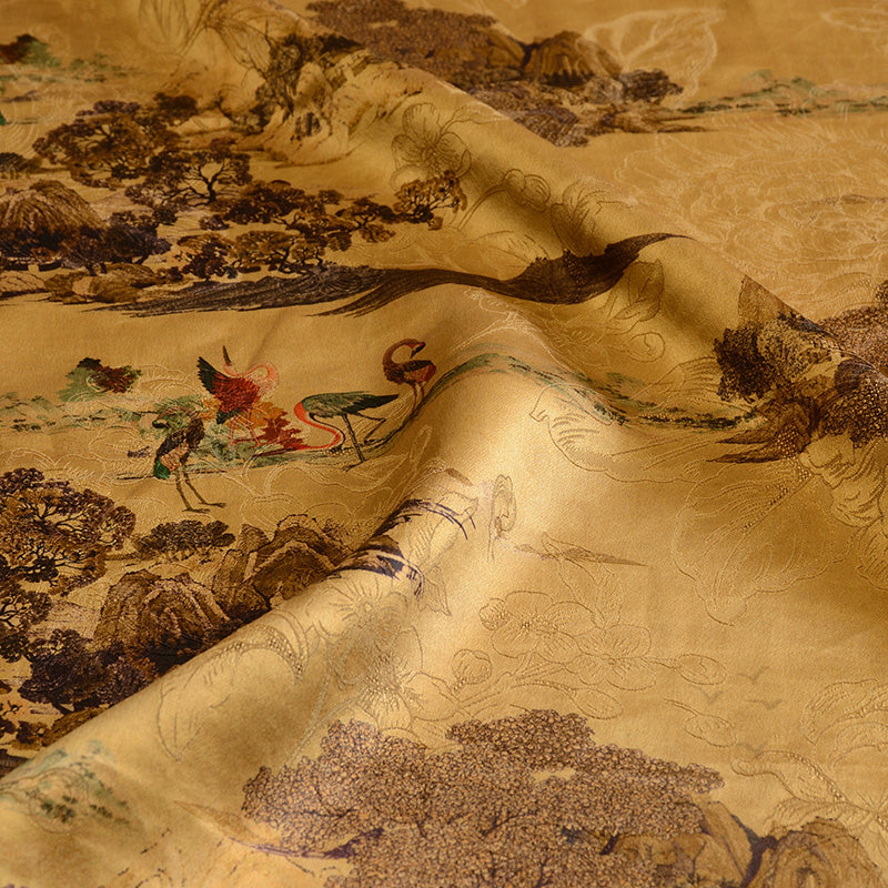 YPHHSS - Handmade 40 Momme HUALUO Jacquard Mud Silk Fabric (Openwork texture) - 110cm by the Yard