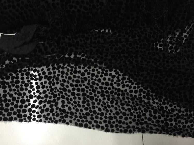 HEBBOD - Hepburn-style Polka Dot Pattern Semi-sheer with a Draping Effect  Burnout Silk Velvet Satin Fabric - 114cm wide by the Yard