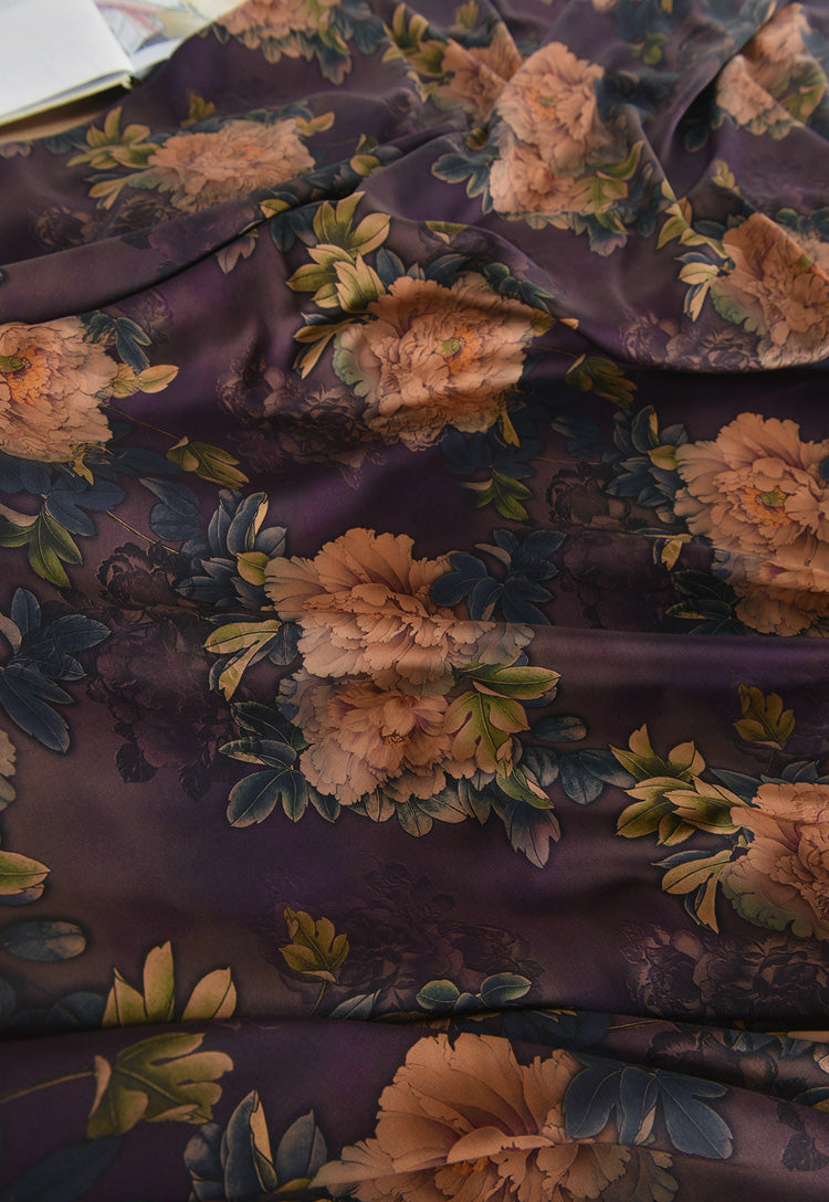 RYXIYANG- Hight 60 Count Rayon Satin Faux Silk Chinese Style Floral Cheongsam Dress Fabric - 145cm wide by the Yard