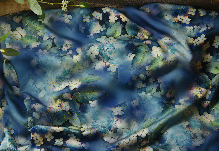 RYHUASEN- Hight 60 Count Rayon Satin Faux Silk Chinese Style Floral Cheongsam Dress Fabric - 145cm wide by the Yard