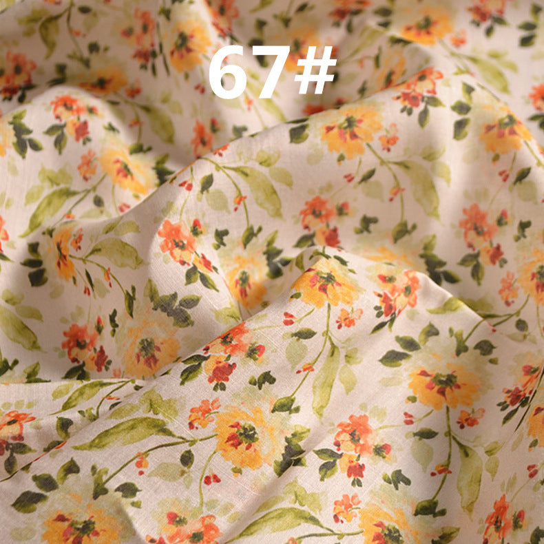 LRLVSXL - Pastoral Style Floral Printed 42 Thread Count Ramie Fabric - 140cm wide by the Yard