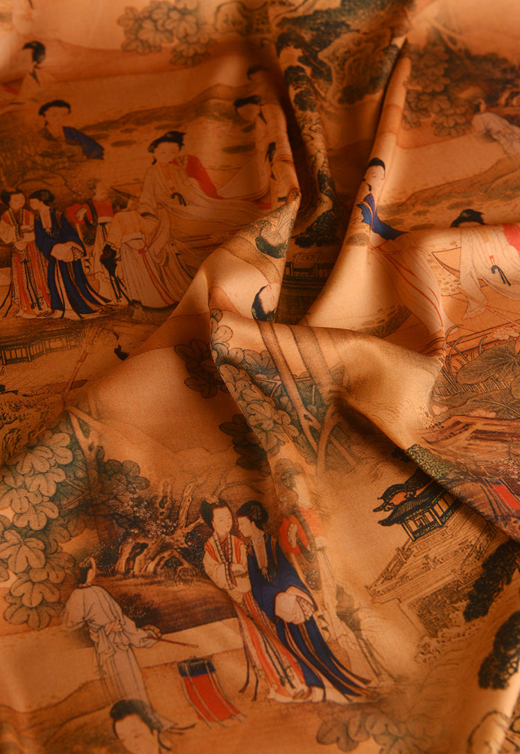 RYSILVTU - Hight 60 Count Rayon Satin Faux Silk Chinese Style Floral Cheongsam Dress Fabric - 145cm wide by the Yard