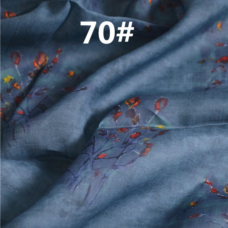 LRLXCX- Pastoral Style Floral Printed 42 Thread Count Ramie Fabric - 140cm wide by the Yard