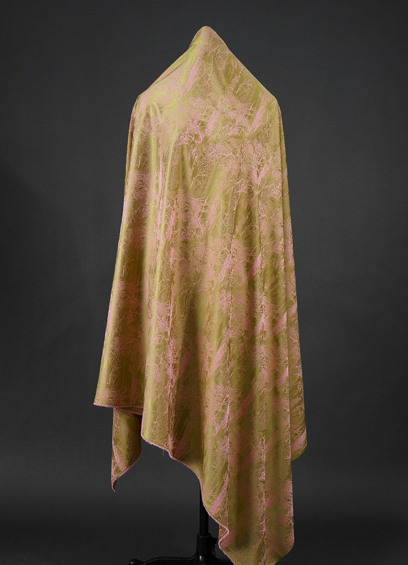 BUSGUOL - Kiwi Green and Small Tree Jacquard Satin Polyester Fabric - 152cm by the yard