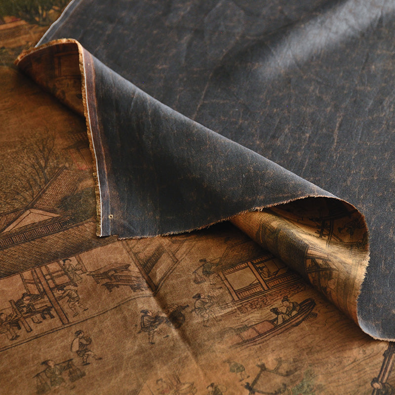 YPQSAB - Handmade 26 Momme Pattern Print Mud Silk Fabric - 110cm by the Yard