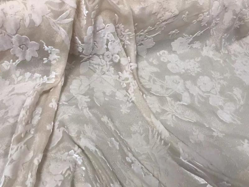 ZJINLW - New Soft and Comfortable Opaque Jacquard Silk Burnout Velvet Fabric - 135cm wide by the Yard