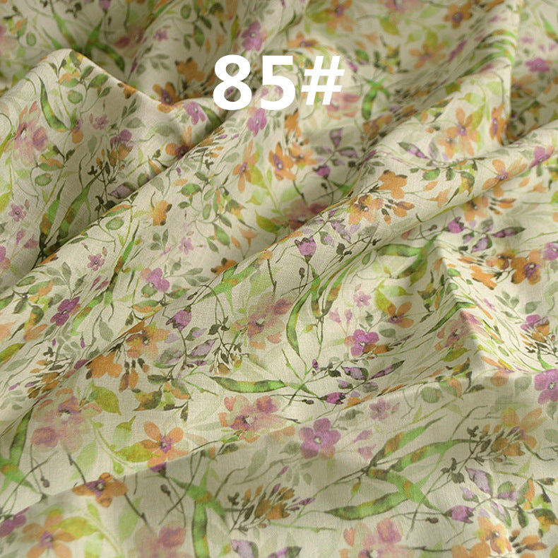 LRLVSXL - Pastoral Style Floral Printed 42 Thread Count Ramie Fabric - 140cm wide by the Yard
