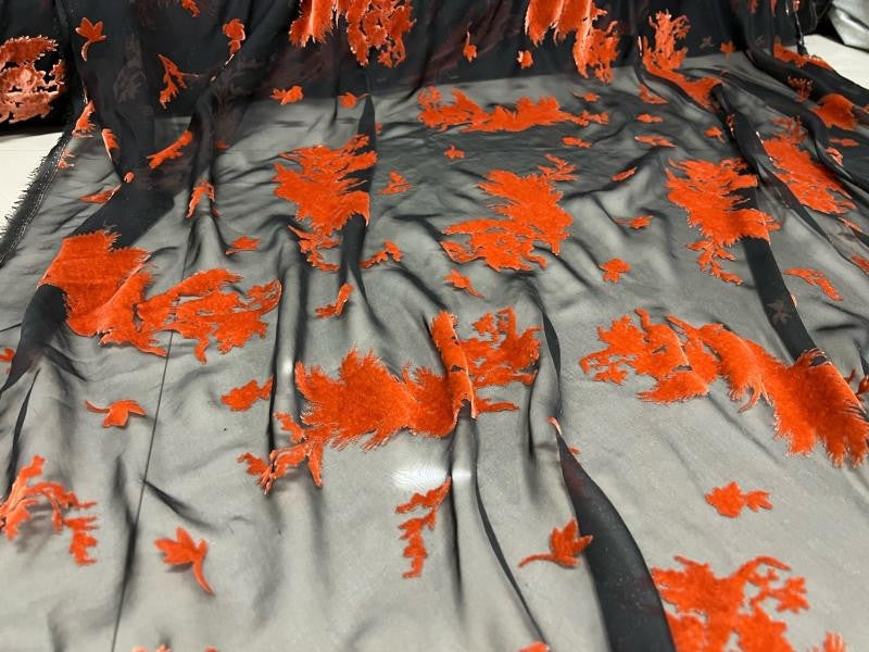 GAOMIH - Semi-sheer with a Draping Effect Sheer Burnout Silk Velvet Satin Fabric - 140cm wide by the Yard