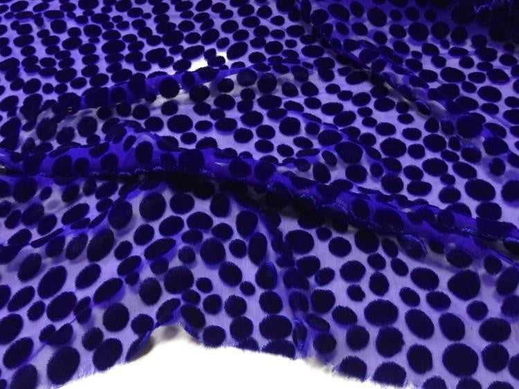 HEBBOD - Hepburn-style Polka Dot Pattern Semi-sheer with a Draping Effect  Burnout Silk Velvet Satin Fabric - 114cm wide by the Yard