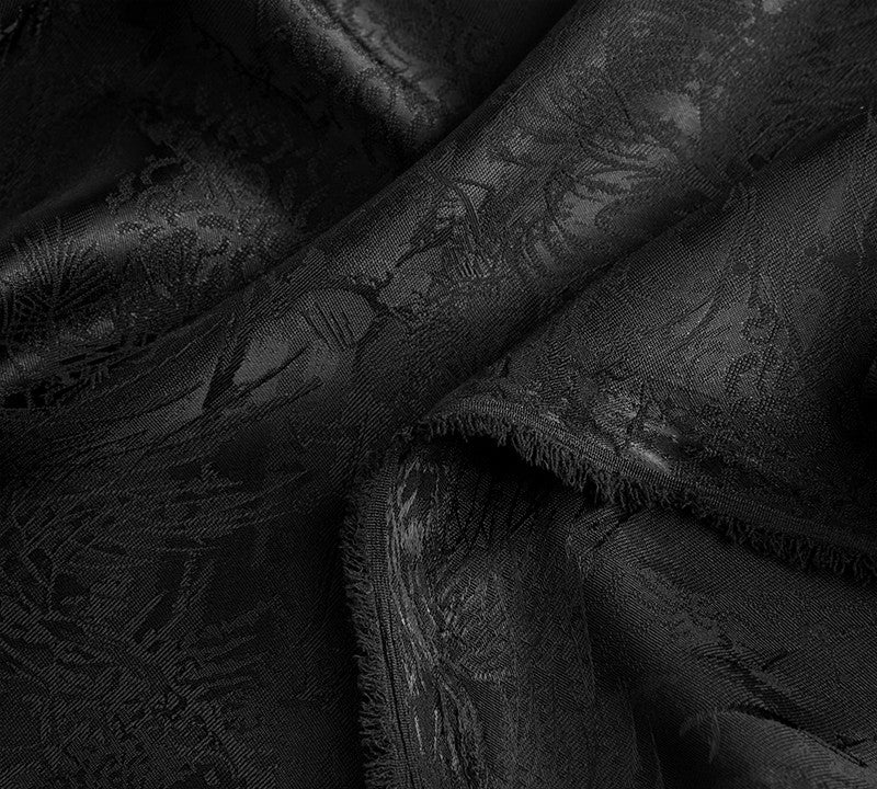 BUSSANS - Three Colours and Small Tree Jacquard Satin Polyester Fabric - 152cm by the yard