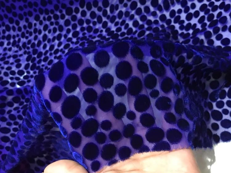 HEBBOD - Hepburn-style Polka Dot Pattern Semi-sheer with a Draping Effect  Burnout Silk Velvet Satin Fabric - 114cm wide by the Yard