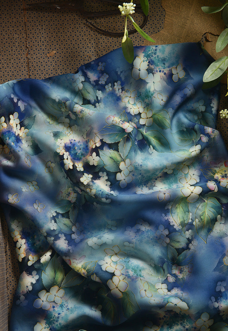 RYHUASEN- Hight 60 Count Rayon Satin Faux Silk Chinese Style Floral Cheongsam Dress Fabric - 145cm wide by the Yard