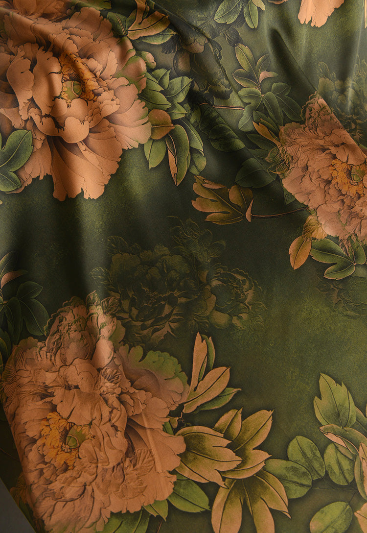 RYXIYANG- Hight 60 Count Rayon Satin Faux Silk Chinese Style Floral Cheongsam Dress Fabric - 145cm wide by the Yard