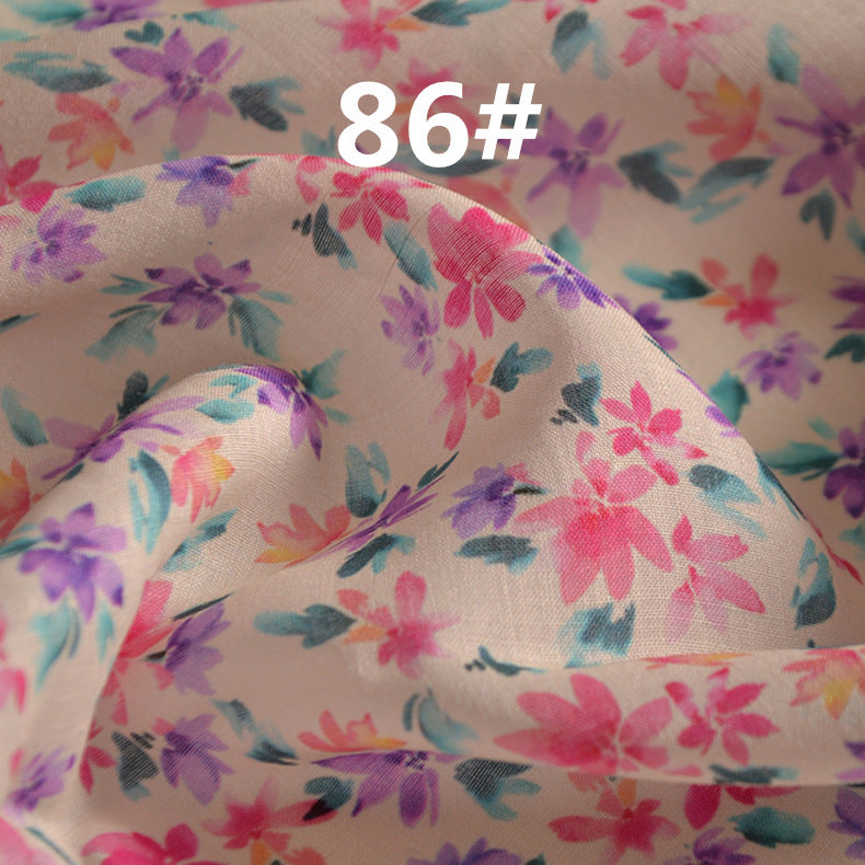 LRLXCX- Pastoral Style Floral Printed 42 Thread Count Ramie Fabric - 140cm wide by the Yard