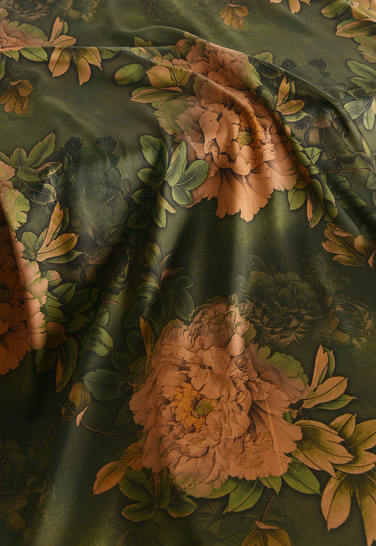 RYXIYANG- Hight 60 Count Rayon Satin Faux Silk Chinese Style Floral Cheongsam Dress Fabric - 145cm wide by the Yard