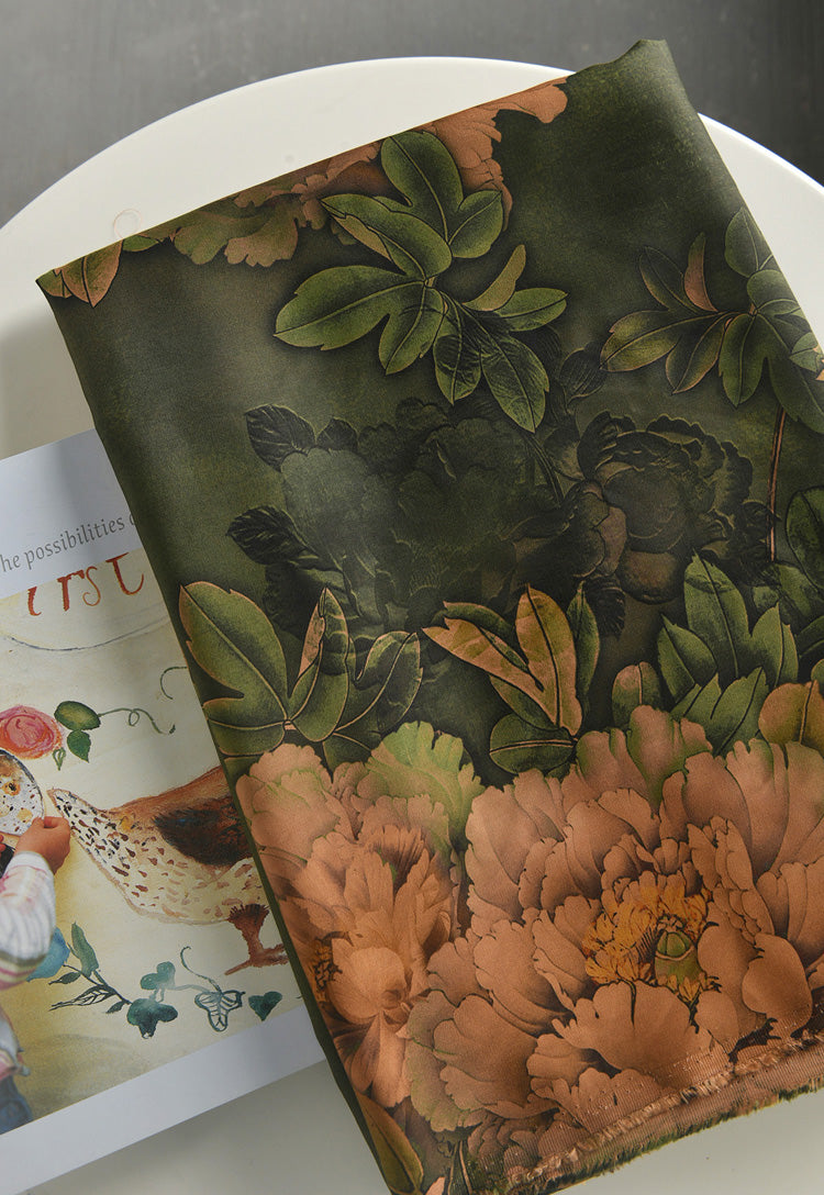 RYXIYANG- Hight 60 Count Rayon Satin Faux Silk Chinese Style Floral Cheongsam Dress Fabric - 145cm wide by the Yard