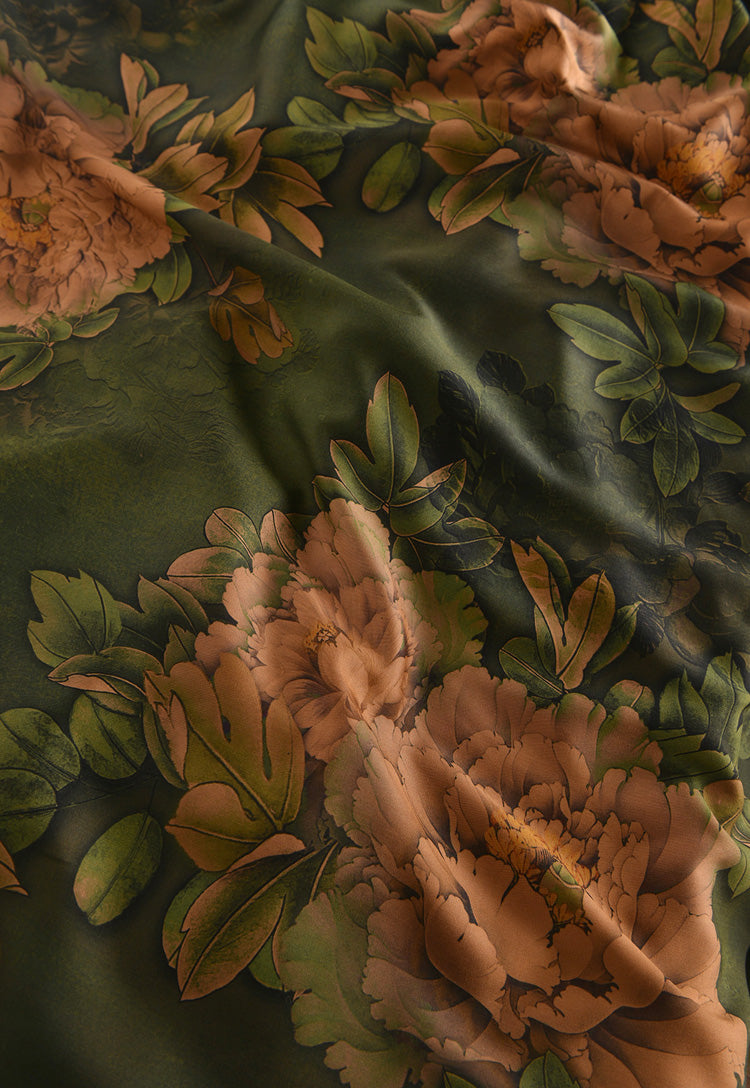 RYXIYANG- Hight 60 Count Rayon Satin Faux Silk Chinese Style Floral Cheongsam Dress Fabric - 145cm wide by the Yard