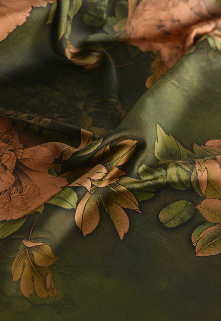 RYXIYANG- Hight 60 Count Rayon Satin Faux Silk Chinese Style Floral Cheongsam Dress Fabric - 145cm wide by the Yard