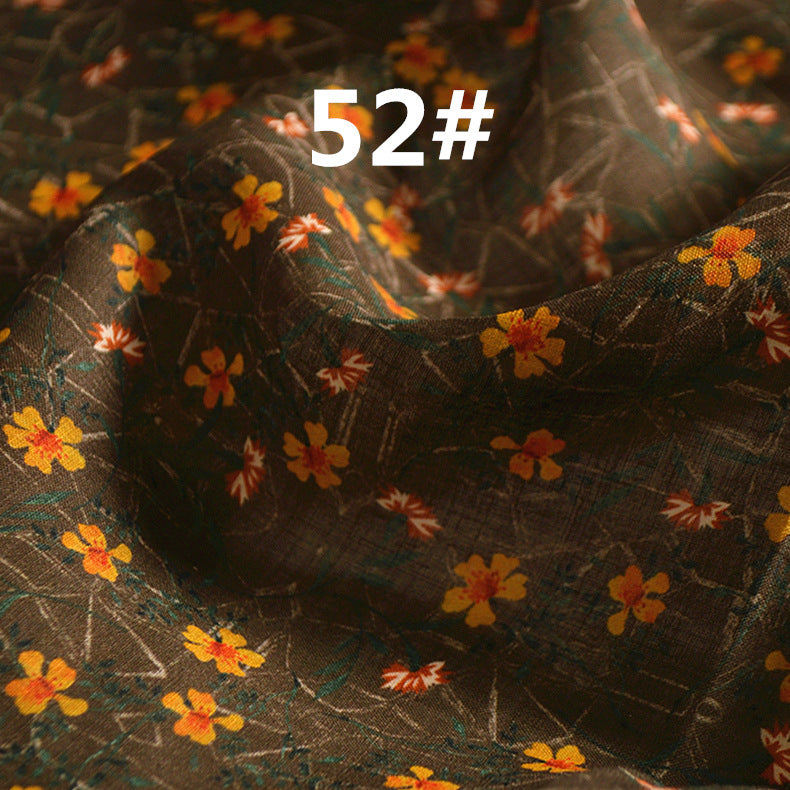 LRLHEXL - Pastoral Style Floral Printed 42 Thread Count Ramie Fabric - 140cm wide by the Yard