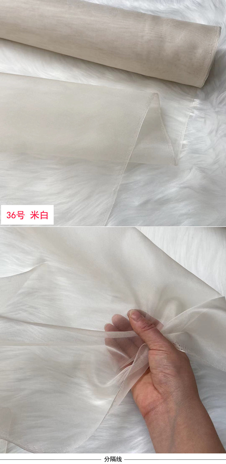 CUNSOG - 6 momme White Series Solid-colored Stiff Tulle Silk Organza Fabric - 135cm wide by the Yard