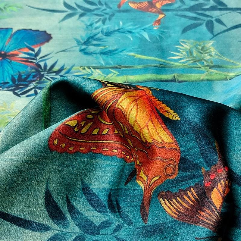 GUYZUD - Handmade 40 Momme Jacquard Mud Silk Satin Fabric - 112cm By the Yard