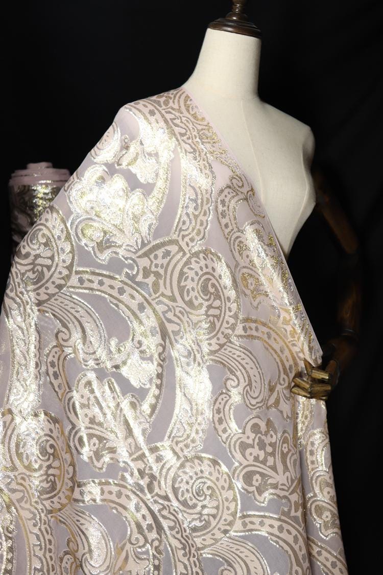 JFHFDJ - 15 Momme Golden Thread Weave Silk Georgette Fabric - 140cm wide by the Yard