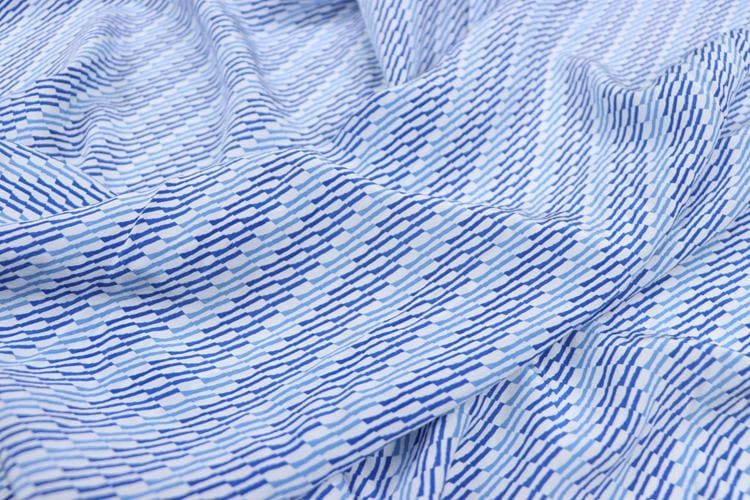 JFHLTW - 14 momme Blue Stripe Style Silk Crepe de Chine Fabric - 140cm wide by the Yard