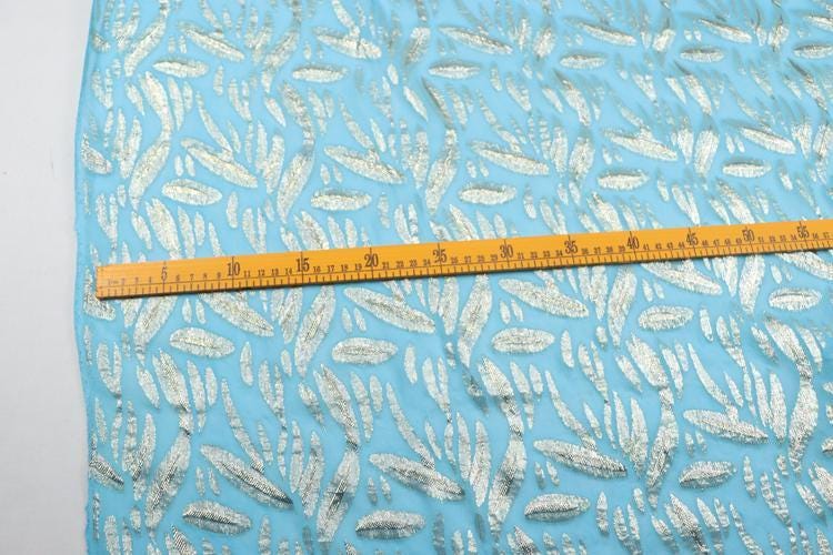 JFHDLS - 12 Momme Golden Thread Weave Silk Georgette Fabric - 135cm wide by the Yard