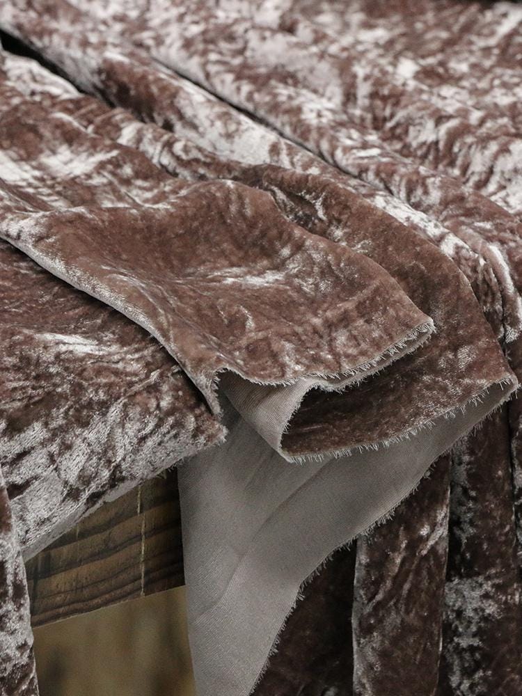 JANSA - Handmade Plant-dyed Purple Gauze Color Niche Silk Velvet Fabric - 125cm wide by the Yard