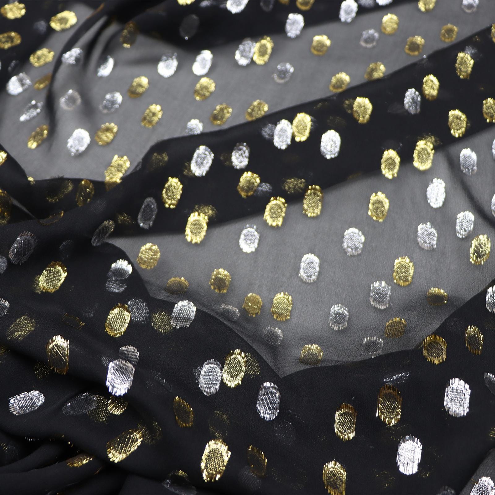 JFHJYD - 11 Momme Golden Thread Weave Silk Georgette Fabric - 112cm wide by the Yard