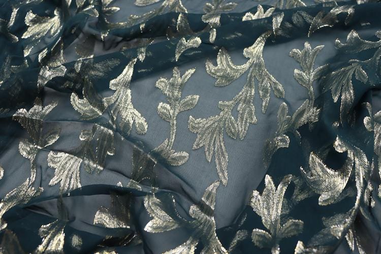 JFHSUY - 10 Momme Golden Thread Weave Silk Georgette Fabric - 140cm wide by the Yard