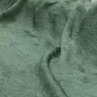 DIRHLV - 19 Momme Vintage Style Dirty Dyed Gray Green Stretchy Jacquard Sangbo Satin Silk Fabric - 130cm wide by the Yard