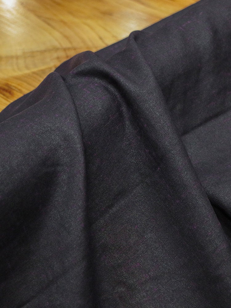 SMOSGUI - Eggplant Purple and Black 22 Momme Handmade Plant Dye Mud Silk Fabric, 130cm by the Yard