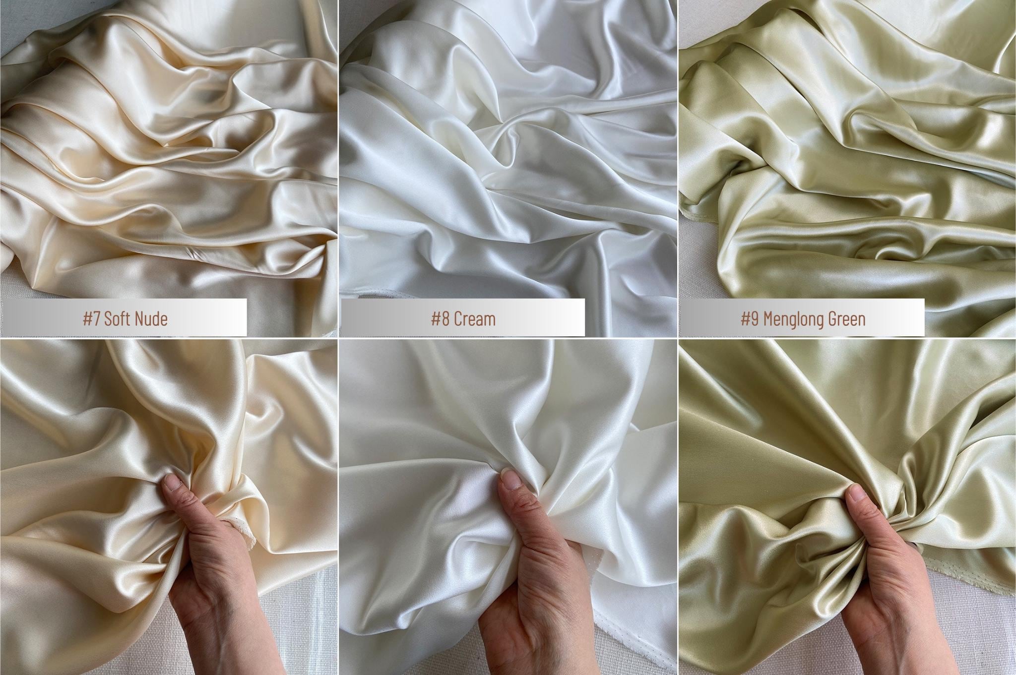 100% Silk Charmeuse, 22 Momme solid 50 colors, 140cm wide by the yard