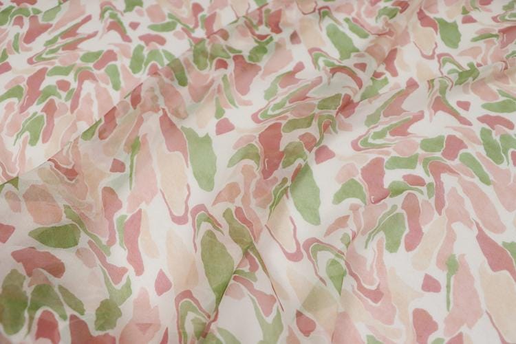 BUGZYI - 8 Momme Fresh Unique Irregular Print Silk Georgette Fabric - 130cm wide by the Yard