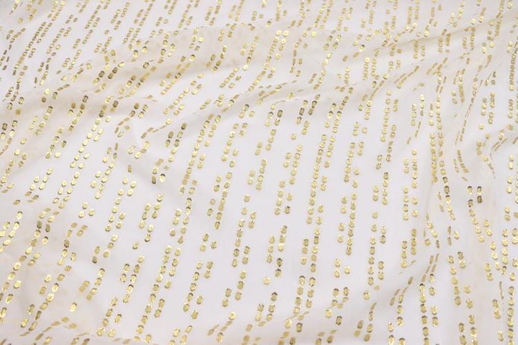 JFHBSJ - 10 Momme Golden Thread Weave Silk Georgette Fabric - 114cm wide by the Yard